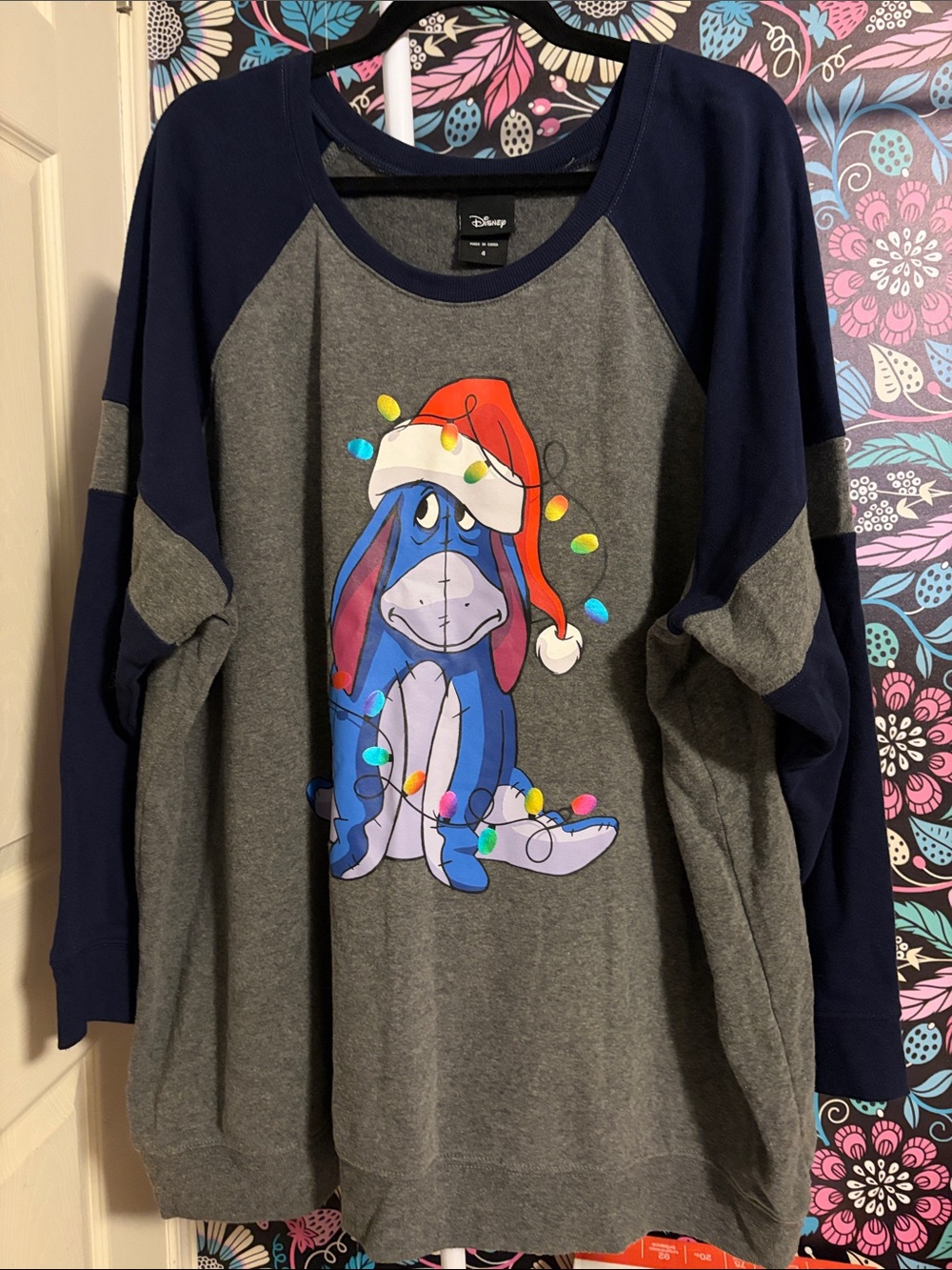 Disney Navy & Gray Eeyore Holiday Raglan Sweatshirt with Lights